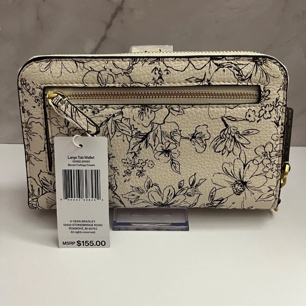 Vera Bradley Cream and Black Floral Wristlet & Wallet Set - Picture 9 of 14
